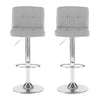 2x Chrome & Height Adjust Swivel Faux Leather Kitchen Breakfast Bar Stool