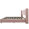 3ft Upholstered Single Bed Frame with Button & Rivet Upholstery, 90x190cm, Pink