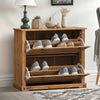Corona Shoe Rack Chest 2 Shelf Cupboard Antique Wax Solid Wood Pine Wooden