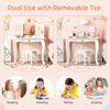 Kids Princess Vanity Table & Chair Set w/Pull-out Drawer & Stool-White