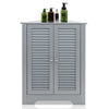 Corner Storage Cabinet with Double Shutter Doors-Grey