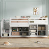 KIDS CHILDREN'S BED 3FT CABIN BED MID SLEEPER WITH DESK, STAIRS STORAGE CABINET