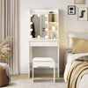 Dressing Table Makeup Vanity White with Sliding Mirror LED Lights Drawer & Stool