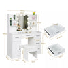 Dressing Table with Drawers, Mirror Stool Set Makeup Desk Vanity Table Bedroom