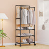 Black Metal Clothes Rail Rack Garment Stand Corner Open Wardrobe with Shelf