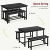 Dining Table Set for 4, Kitchen Table and Upholstered Benches Black
