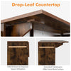 Drop Leaf Kitchen Island Cart Storage Cart on Wheels-Black-Coffee