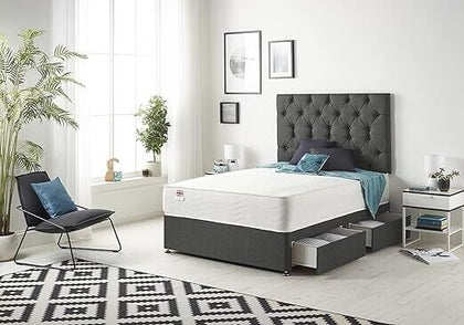 3FT Single Bed With Sprung Memory Foam, Bed Centre 2 Drawers with Headboard