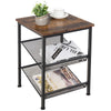 3-Tier Industrial Side Table Nightstand Storage Organiser W/ Adjustable Shelves