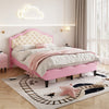 Double Upholstered Bed Frame 135x190 cm with Adjustable Button-Tufted Headboard