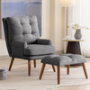 Accent Chair Upholstered Lounge Armchair with Footstool, Adjustable Backrest