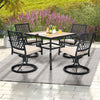 2 Piece Outdoor Swivel Chair Patio Bistro Dining Chair Set w/ Soft Seat Cushion