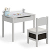 Kids Table and Chair Sets Toddler Childrens Activity Table with Paper Roll Grey
