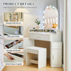 Corner Mirror Dressing Table with LED Lights Makeup Desk 3 Drawers White