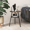 Round End Table Set of 2 Bedside Table Living Room Accent Table-Walnut