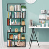 6-tier Bookcase Industrial S-Shaped Bookshelf Wooden Storage Display Rack