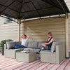 7 Pieces Rattan Garden Furniture Set with Cushions, Grey