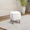 Teddy Fleece Ottoman Storage Seat Footstool Dressing Vanity Chair w/Wood Legs