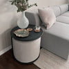 Round Sofa Side Tea Table & Linen Ottoman Footstool Under Desk Chair Living Room