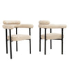 Modern Dining Chairs set of 2 Cream Faux Suede Upholstered Padded Seat Armchairs