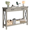 Console Table Industrial Entryway Table with Drawers and Open Storage Shelf