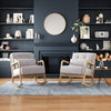 Upholstered Rocking Chair Wooden Frame Recliner Armchair Single Sofa with Pillow