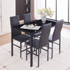 4x Black Faux Leather Padded Seat Dining Chairs Footrest Bar Dining Room Kitchen
