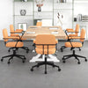 Height-Adjustable PU Leather Desk Chair Upholstered Swivel Task Chair W/Armrest