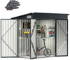 Metal Garden Shed 8x4ft Lockable Tool Store Sloped Roof Galvanized Steel Grey