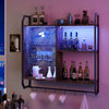 Wall Mounted Shelf Floating Storage Cabinet RGB Light Display Shelves Remote