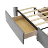 Single Bed with Storage Velvet Upholstered Bed Frame with Headboard, 4 Drawers