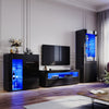 High Gloss Living Room Set Black LED TV Stand Cabinet Display Sideboard Cupboard