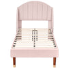 Upholstered Platform Bed 3ft Single Bed Frame with Headboard and wing Side Pink