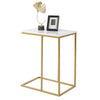 Sofa Side Table Marble Top C-Shape Laptop Stand Tray Slide Under Couch End Table