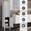 5-Tier Bathroom Floor Cabinet Tall Narrow Storage Cabinet Organizer w/Doors