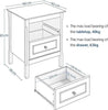 Black Bedside Table, 2 Drawers Nightstands with Metal Handles and Solid Wood Leg