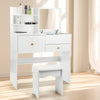 Dressing Table with Mirror and Chair Vanity Table with 3 Drawers and Shelves Ljn