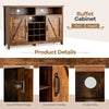 Buffet Cabinet with 9-Bottle Wine Rack Farmhouse Storage Sideboard Rustic