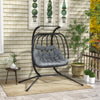 Double Seater Rattan Swing Chair Hanging Patio Seat Thick Cushion Metal Frame