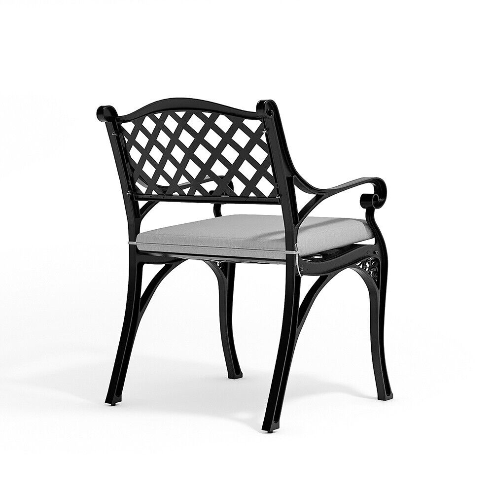 Aluminium Cafe Bistro Set Garden Furniture Table & Chair Patio Cast Black White