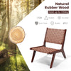 Set of 2 Woven Leather Accent Chair Modern Lounge Chair Armless Side Chair