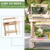 Wooden Potting Bench Work Table with Wheels, Sink, Drawer and Large Storage Sect