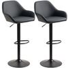 Adjustable Bar Stools Set of 2, Swivel Barstool W/ Footrest Black
