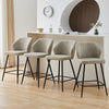 2 Pcs Beige PU Bar Stools Restaurant Bar Stools Soft Padded Seat Back Metal Legs