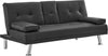 Sofa Bed Faux Leather with Cup Holders 2 Seater Click Clack Living Room Recliner