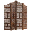 Keketa Hand carved Panel Screen with 4 Panels, Folding Room Divider, Wooden Y0P9