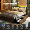 King Industrial Metal Platform Bed with Headboard & 4 Storage Drawers