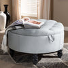 Linen Folding Ottoman Storage Box Wooden Legs Pouffe Footstool Coffee Tea Table