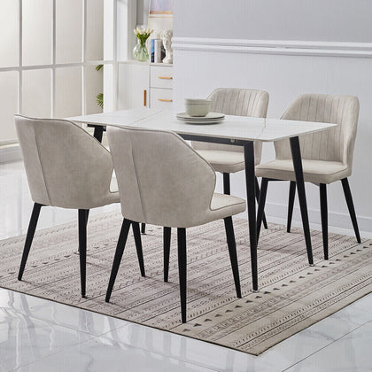 1 Set PU Dining Chair Metal Leg Stable Structure Kitchen Home Comfortable Soft