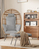 Patio Egg Chair with Ottoman Metal Frame Stand Outdoor Indoor with Cushions